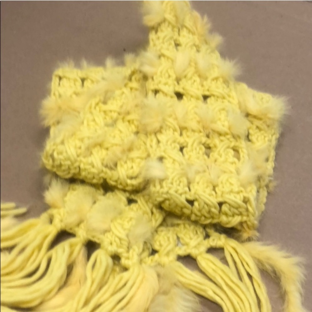 Real Fur Winter Yellow Scarf